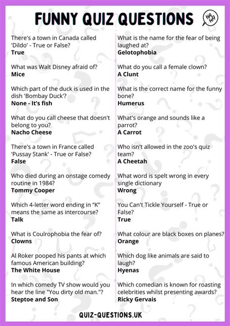 50 Funny Trivia Questions and Answers to Test Your IQ .